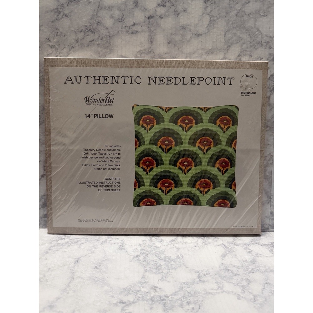 Vintage Wonderart Needlepoint Embroidery Pillow Kit 14" Pillow